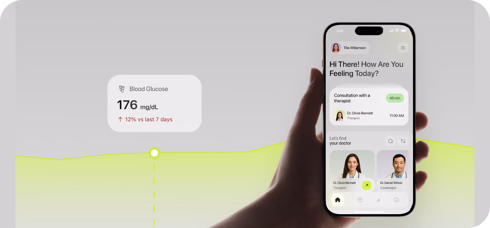 MediFlow health metrics on a phone